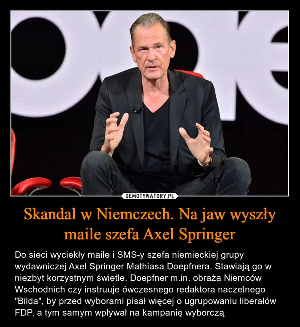 
    Skandal w Niemczech. Na jaw wyszły maile szefa Axel Springer