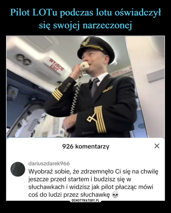 
    Pilot LOTu podczas lotu oświadczył się swojej narzeczonej