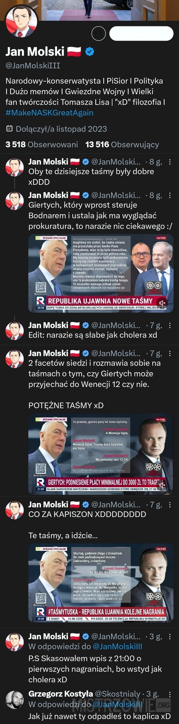
    Najtwardszy elektorat komentuje na żywo taśmy Giertycha