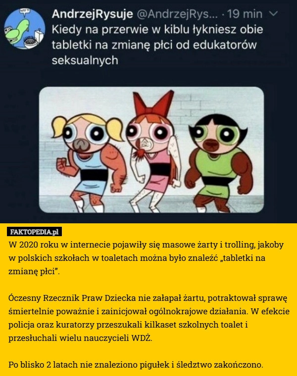 
    W 2020 roku w internecie pojawiły się masowe żarty i trolling, jakoby w