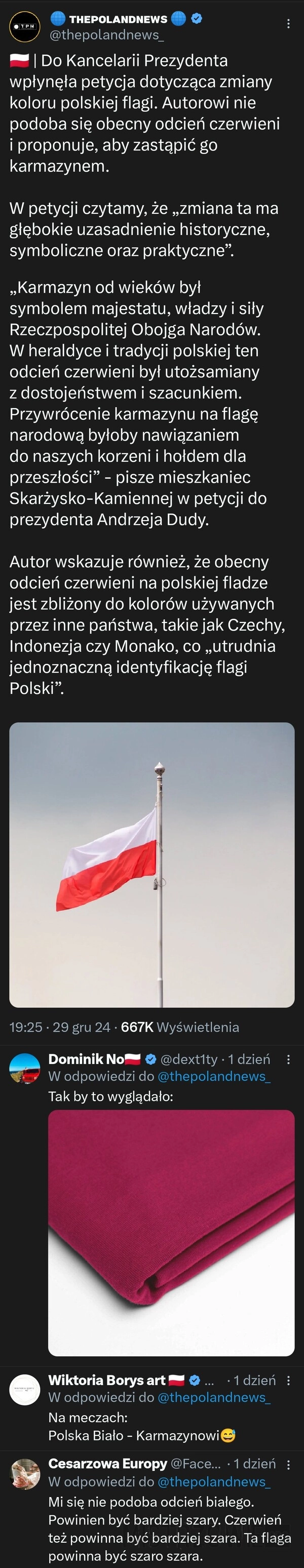 
    Zmiana koloru polskiej flagi