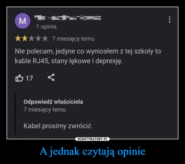 
    A jednak czytają opinie