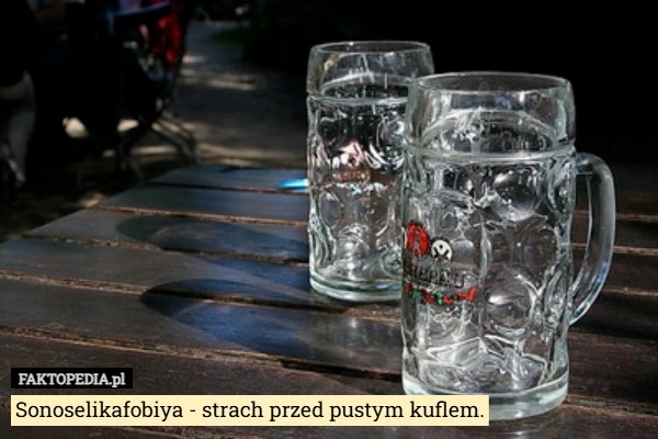 
    Sonoselikafobiya - strach przed pustym kuflem.