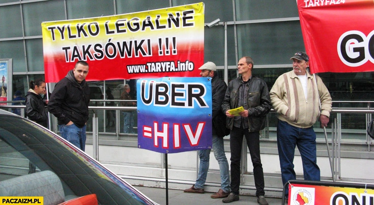 
    Uber to HIV tylko legalne taksówki protest taksówkarzy