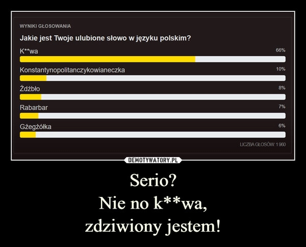 
    Serio?
Nie no k**wa,
zdziwiony jestem!