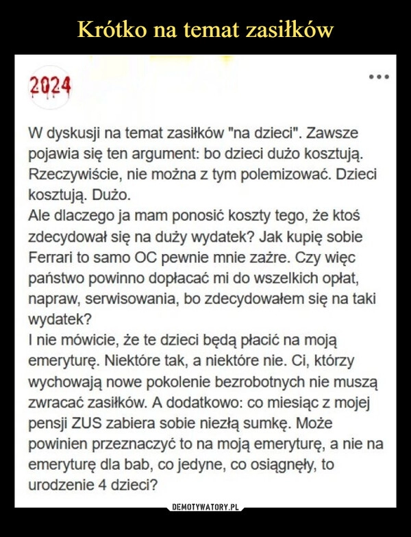 
    Krótko na temat zasiłków