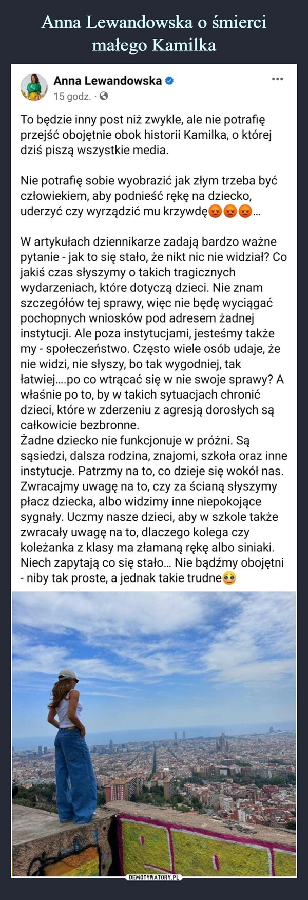 
    Anna Lewandowska o śmierci małego Kamilka