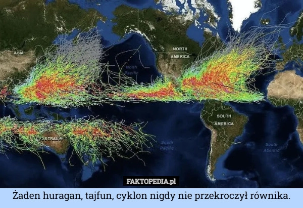 
    Żaden huragan, tajfun, cyklon nigdy nie przekroczył równika.