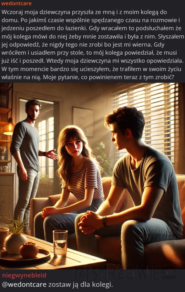 
    Wczoraj moja dziewczyna przyszła ze mną i z...
