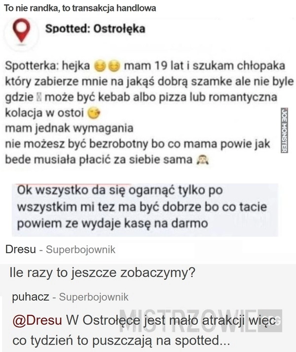 
    To nie randka, to transakcja handlowa