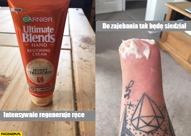 Krem Garnier intensywnie regeneruje ręce gość po amputacji do zajechania będę tak siedział