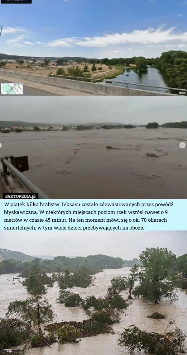 
    W piątek kilka hrabstw Teksasu zostało zdewastowanych przez powódź błyskawiczną.