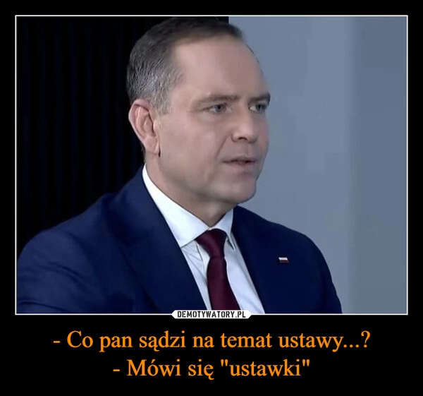 
    - Co pan sądzi na temat ustawy...?
- Mówi się "ustawki"