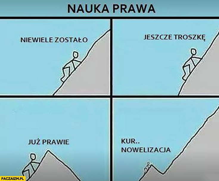 
    Nauka prawa wspinaczka pod górę: niewiele zostało, jeszcze troszkę, już prawie, kurna nowelizacja komiks