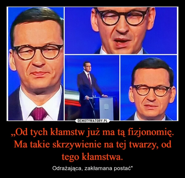 
    „Od tych kłamstw już ma tą fizjonomię. Ma takie skrzywienie na tej twarzy, od tego kłamstwa.