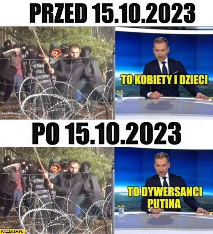 
    TVN przed 15.10.2023 imigranci to kobiety i dzieci, po wyborach to dywersanci putina