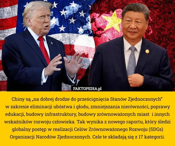
    Chiny są „na dobrej drodze do prześcignięcia Stanów Zjednoczonych” 
w zakresie