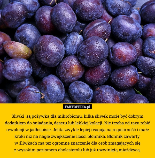 
    Śliwki  są pożywką dla mikrobiomu. kilka śliwek może być dobrym dodatkiem