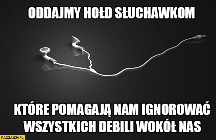 
    Oddajmy hołd słuchawkom które pomagają nam ignorować wszystkich debili wokół nas