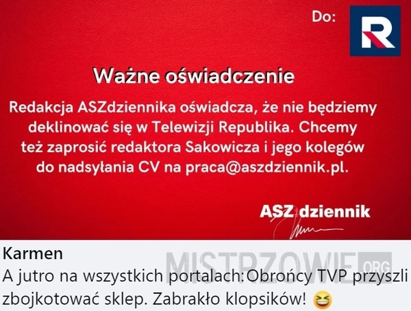 
    Oświadczenie