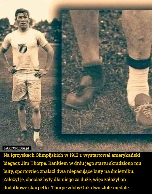
    Na Igrzyskach Olimpijskich w 1912 r. wystartował amerykański biegacz Jim