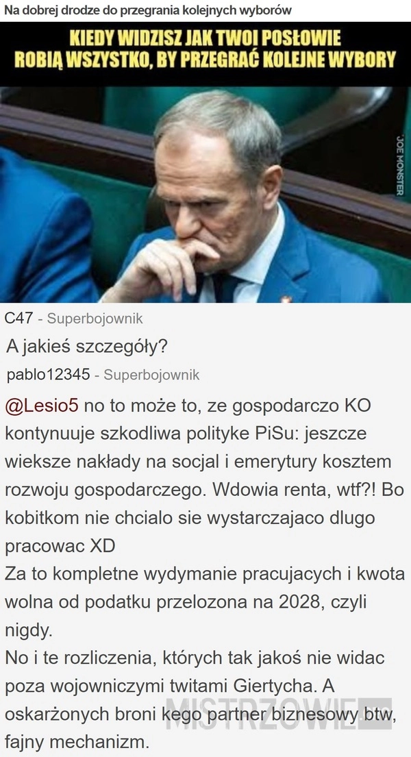 
    Na dobrej drodze do przegrania kolejnych wyborów