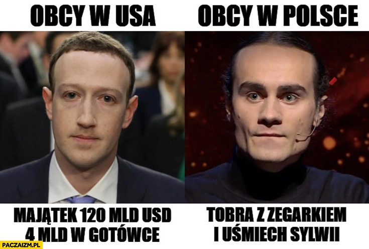 
    Obcy w USA Zuckerberg vs obcy w Polsce Artur Baranowski torba z zegarkiem i uśmiech Sylwii