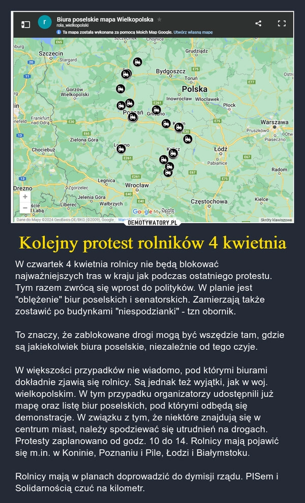 
    Kolejny protest rolników 4 kwietnia