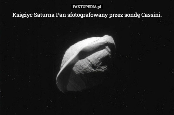 
    Księżyc Saturna Pan sfotografowany przez sondę Cassini.