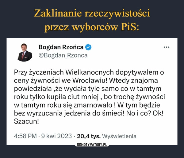 
    Zaklinanie rzeczywistości
przez wyborców PiS: