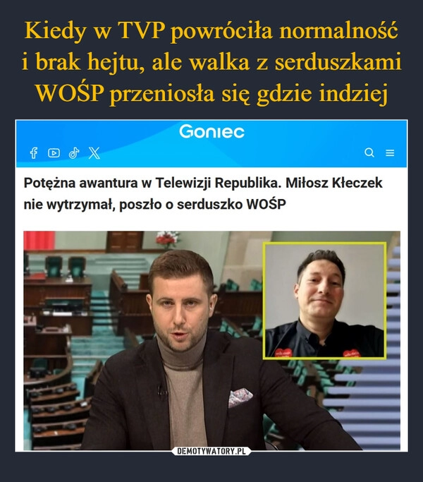 
    Kiedy w TVP powróciła normalność i brak hejtu, ale walka z serduszkami WOŚP przeniosła się gdzie indziej