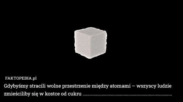 
    Gdybyśmy stracili wolne przestrzenie między atomami – wszyscy ludzie zmieściliby