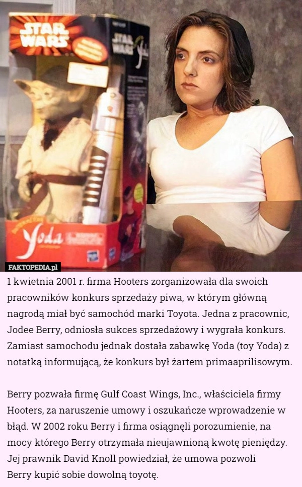 
    1 kwietnia 2001 r. firma Hooters zorganizowała dla swoich pracowników konkurs...