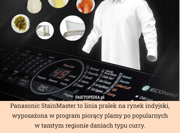 
    Panasonic StainMaster to linia pralek na rynek indyjski, wyposażona w program