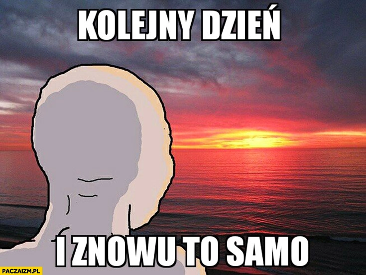 
    Kolejny dzień i znowu to samo anon mem patrzy na zachodzące słońce zachód słońca