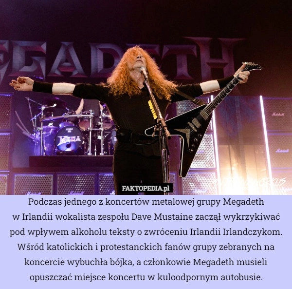 
    Podczas jednego z koncertów metalowej grupy Megadeth
w Irlandii wokalista