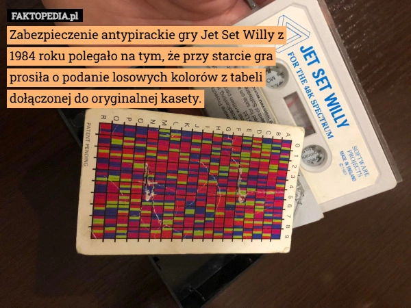 
    Zabezpieczenie antypirackie gry Jet Set Willy z 1984 roku polegało na tym,