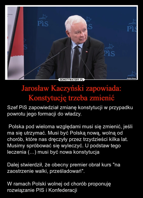 
    Jarosław Kaczyński zapowiada: Konstytucję trzeba zmienić