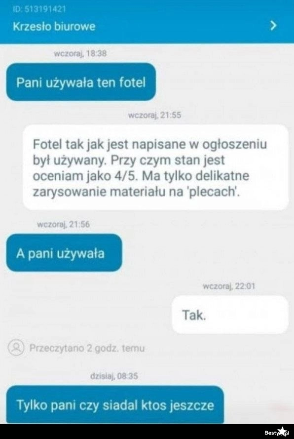 
    Wysiedziany fotel 