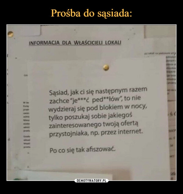 
    Prośba do sąsiada: