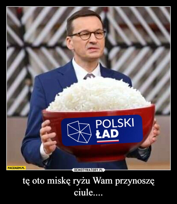 
    tę oto miskę ryżu Wam przynoszę ciule....