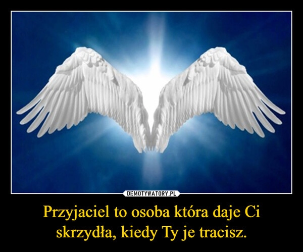 
    Przyjaciel to osoba która daje Ci skrzydła, kiedy Ty je tracisz. 