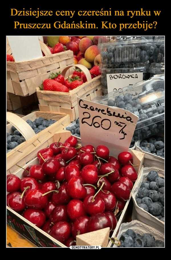 
    Dzisiejsze ceny czereśni na rynku w Pruszczu Gdańskim. Kto przebije?