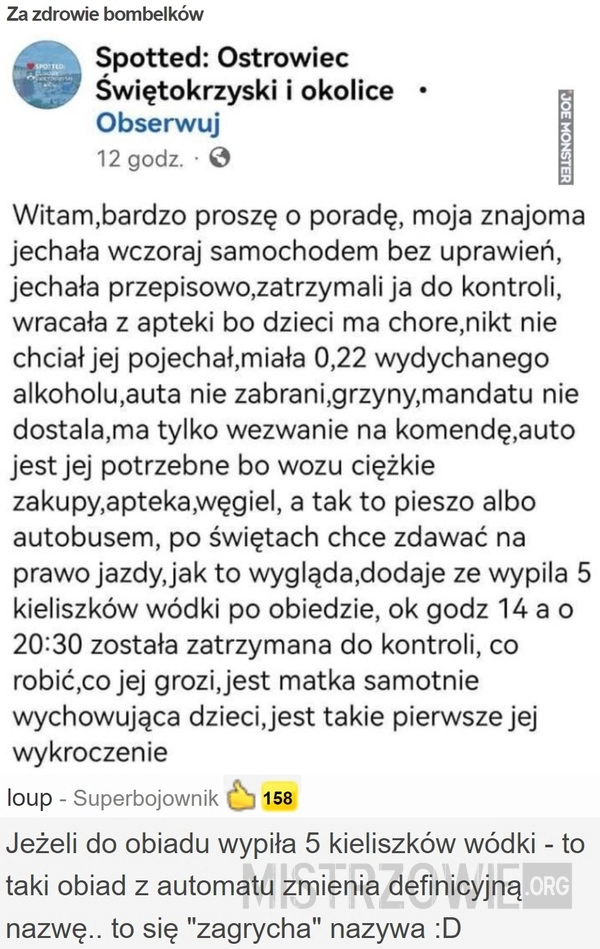 
    Za zdrowie bombelków