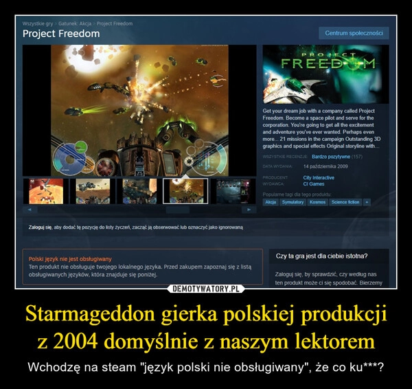 
    Starmageddon gierka polskiej produkcji z 2004 domyślnie z naszym lektorem