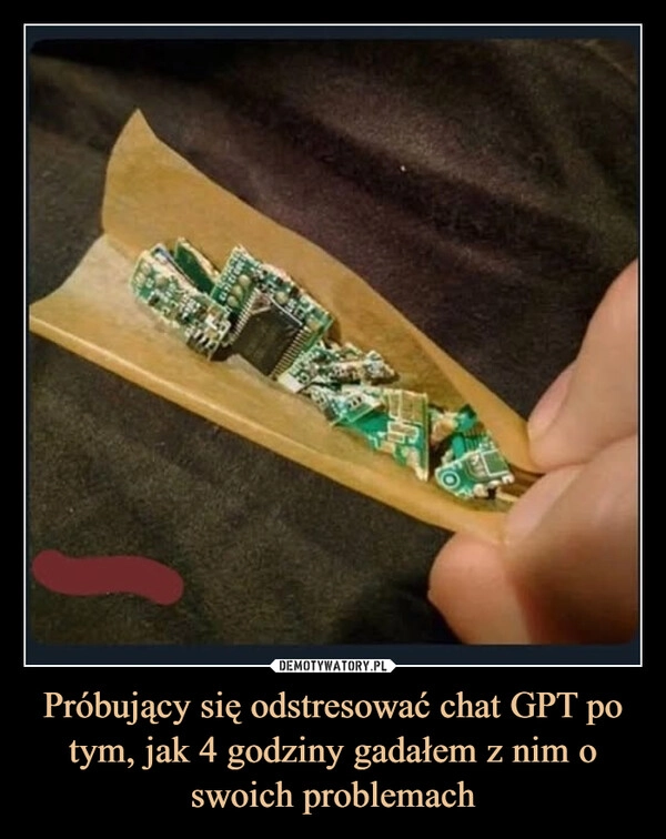 
    Próbujący się odstresować chat GPT po tym, jak 4 godziny gadałem z nim o swoich problemach