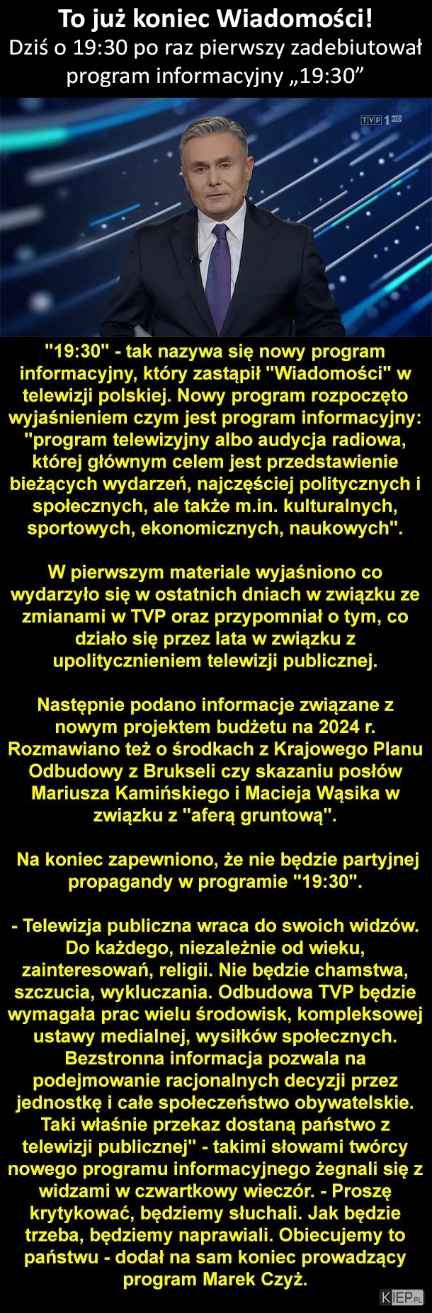 
    To już koniec Wiadomości! Dziś zadebiutował nowy pogram Informacyjny