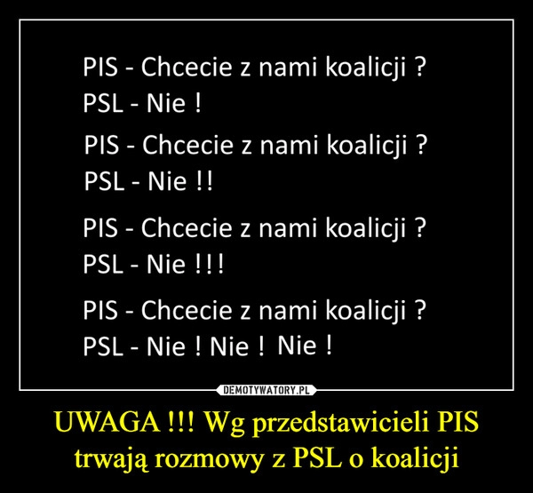 
    UWAGA !!! Wg przedstawicieli PIS trwają rozmowy z PSL o koalicji