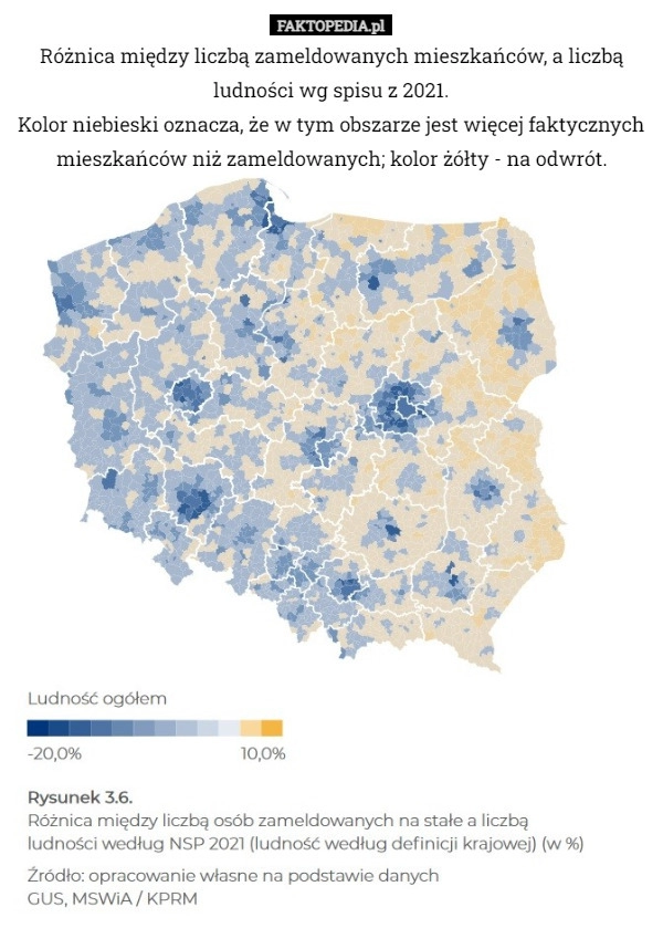 
    Różnica między liczbą zameldowanych mieszkańców, a liczbą ludności wg spisu