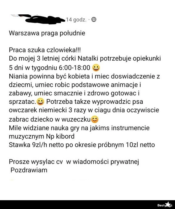 
    W poszukiwaniu opiekunki dla dziecka... 